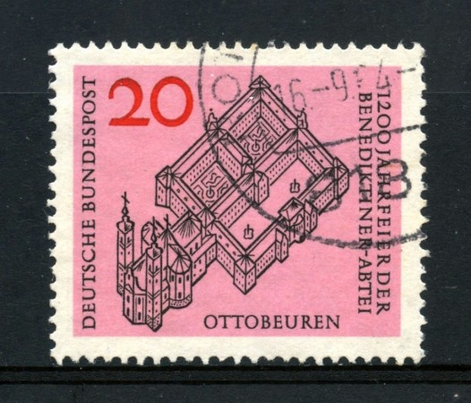 1964 - GERMANIA FEDERALE - 20p. ABBAZIA DI OTTOBEUREN - USATO - LOTTO730880U