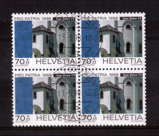 1998 - LOTTO/SVI1579QU - SVIZZERA - 70+35c. PRO PATRIA - QUARTINA USATA