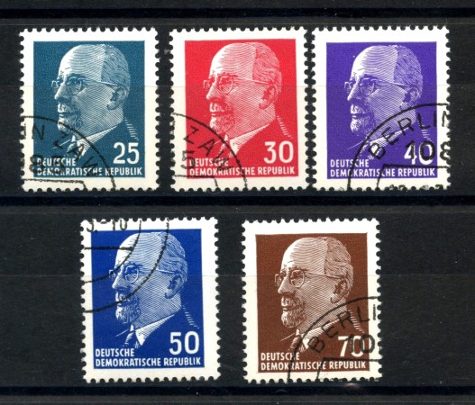 1961 - GERMANIA DDR - PRESIDENTE WALTER ULBRICHT 5v. - USATI - LOTTO/36178