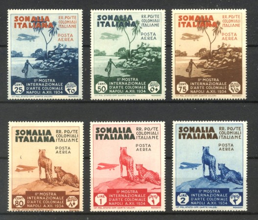 1934 - SOMALIA - LOTTO/40726 - POSTA AEREA ARTE COLONIALE 6v. - NUOVI
