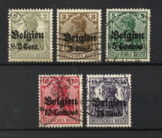 1916/18 - BELGIO OCCUPAZIONE TEDESCA - LOTTO/42924 - FRANCOBOLLI SOPRASTAMPATI 5v. - USATI