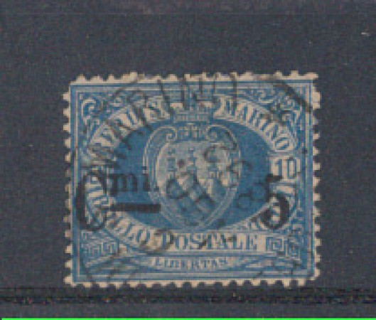 1892 - LOTTO/5642A - S.MARINO - 5c. SU 10c. AZZURRO - USATO