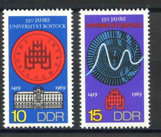 1969 - GERMANIA DDR -  UNIVERSITA' DI ROSTOCK  2v. - NUOVI - LOTTO/36326