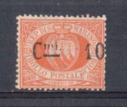 1892 - LOTTO/RSM10L - SAN MARINO - 10c. SU 20c. ROSSO - LING.