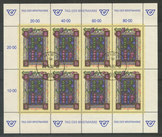 1992 - AUSTRIA - GIORNATA DEL FRANCOBOLLO - MINIFOGLIO USATO - LOTTO/29501
