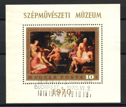 1970 - UNGHERIA - DIPINTO DIANA AL BAGNO - FOGLIETTO USATO - LOTTO/36045