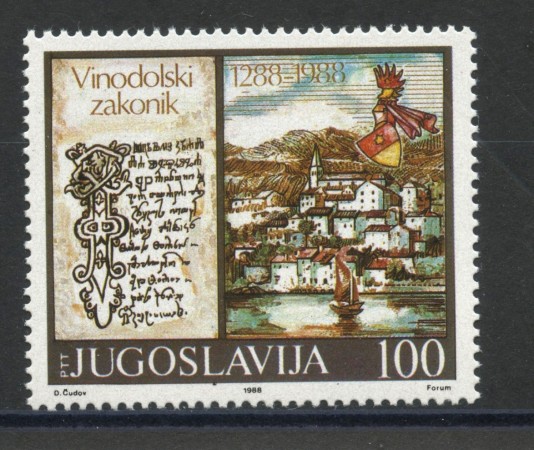 1988 - JUGOSLAVIA - LOTTO/38432 - CODICE DI VINODOL - NUOVO