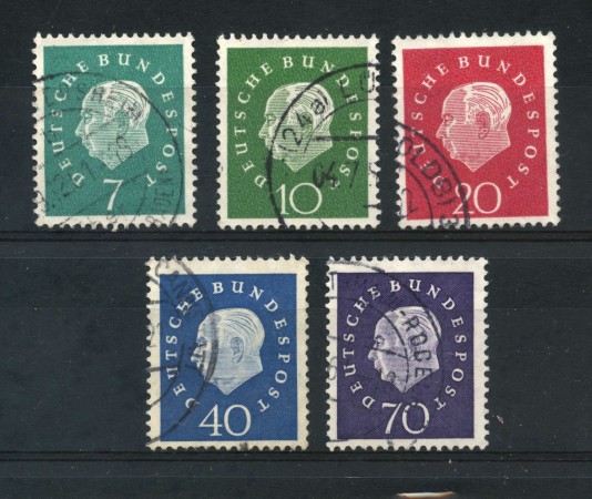 1959 - GERMANIA FEDERALE - 75° COMPLEANNO HEUSS 5v. - USATI - LOTTO/30835U
