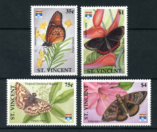 1992 - ST.VINCENT - LOTTO/20218 - FARFALLE 4v. - NUOVI