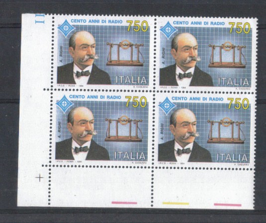 1994 - LOTTO/7032Q - REPUBBLICA - RADIO A. RIGHI - QUARTINA