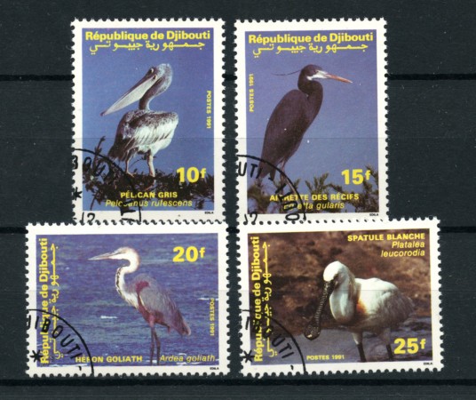 1991 - LOTTO/19268 - DJIBOUTI - UCCELLI LOCALI 4v. - USATI