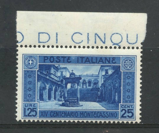 1929 - REGNO - 25 CENTESIMI ABBAZIA DI MONTECASSINO - NUOVO - LOTTO/31663 - 