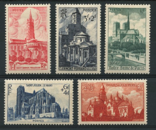 1947 - LOTTO/11825 - FRANCIA - CATTEDRALI 5v. - LING.