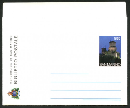 1986 - LOTTO/12222 - SAN MARINO - 500 LIRE TURISMO BIGLIETTO POSTALE - NUOVO