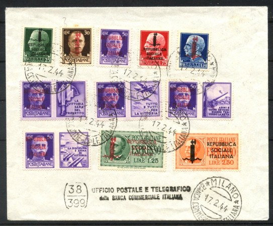 1944 - REPUBBLICA SOCIALE - LOTTO/40134 - SERIE SU BUSTA  MILANO BCA.COMMERCIALE