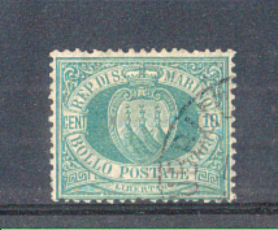 1892/94 - LOTTO/ RSM14U - SAN MARINO - 10c. VERDE LING.