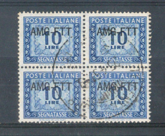 1949/54 - LOTTO/10411UQ - TRIESTE A - 10 LIRE SEGNATASSE QUARTINA USATA