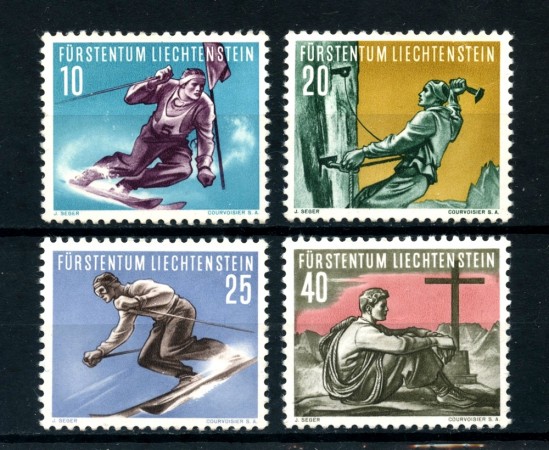 1955  LIECHTENSTEIN - SPORT SCI E ALPINISMO 4v. - NUOVI - LOTTO/25017