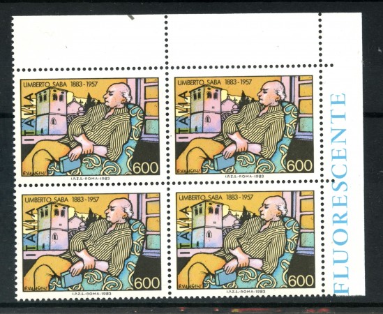 1983 - LOTTO/6783Q - REPUBBLICA - UMBERTO SABA - QUARTINA NUOVI