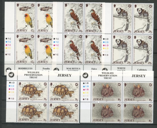 1988 - JERSEY - LOTTO/20011Q - ANIMALI PROTETTI 5v. - QUARTINE