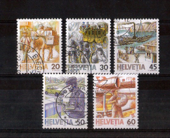 1987 - LOTTO/SVI1273CPU - SVIZZERA - TRASPORTI POSTALI 5v. - USATI