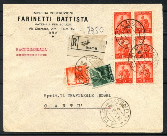 1950 - REPUBBLICA - LOTTO/47729 - BUSTA DA BRA A CANTU' 