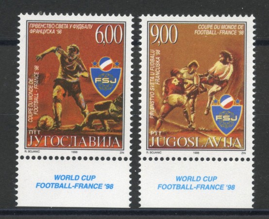 1998 - JUGOSLAVIA - MONDIALI DI CALCIO IN FRANCIA 2v. - NUOVI - LOTTO/35488