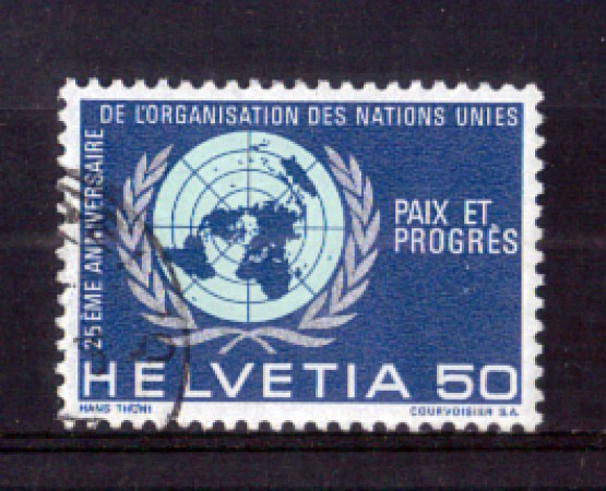 1970 - LOTTO/SVI853U - SVIZZERA - 50c.  25° ONU - USATO