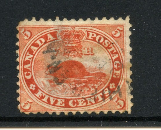 1859/64 - CANADA - LOTTO/42920 - 5 CENT. ROSSO CASTORO USATO