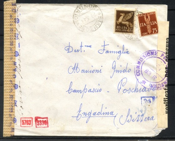 1944 - REPUBBLICA SOCIALE - LOTTO/42447 - BUSTA DA BIANZONE  A CAMPASCIO SVIZZERA - CENSURA