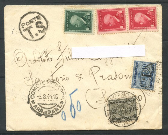 1944 - LOTTO/16718 - RSI - BUSTA DA COMO A SONDRIO TASSATA