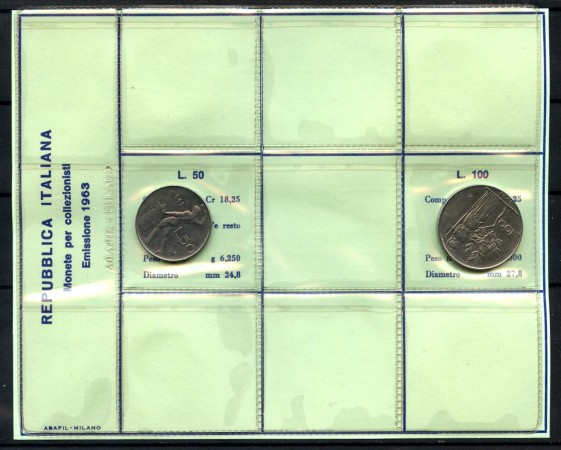 1963 - REPUBBLICA - SERIE COMPLETA DI 2 MONETE - LOTTO/M36194