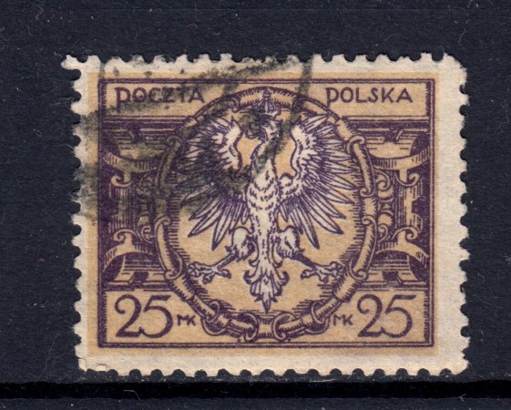 1921/1922 - POLONIA- 25m. VIOLETTO E BISTRO - USATO - LOTTO/32282