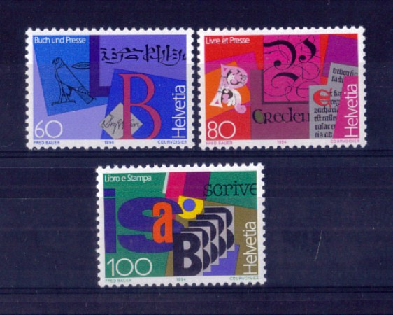 1994 - LOTTO/SVI1450CPN - SVIZZERA - I LIBRI E LA STAMPA 3v.- NUOVI
