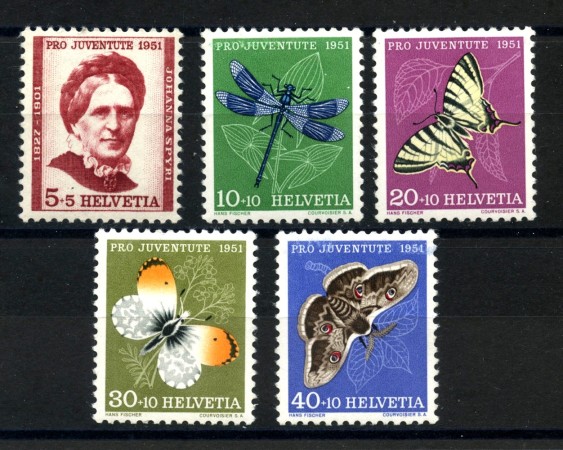1951 - LOTTO/39408 - SVIZZERA - PRO JUVENTUTE 5v. - NUOVI