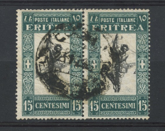1930 - LOTTO/17728C - ERITREA - 15 cent. SOGGETTI AFRICANI - COPPIA USATI