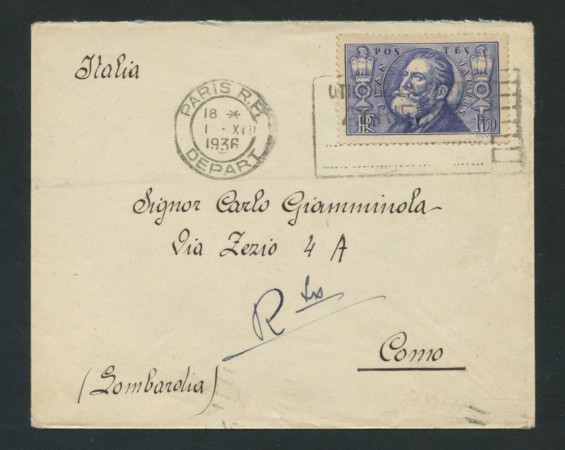 1936 - LOTTO/17327 - FRANCIA - 1,50 Fr. JEAN JAURES ISOLATO SU BUSTA