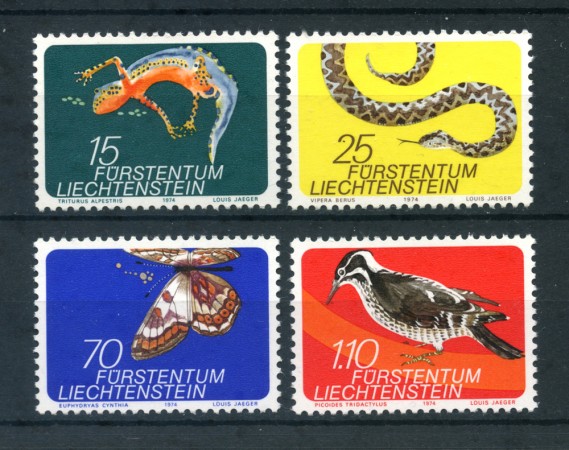 1974 - LOTTO/23490- LIECHTENSTEIN - FAUNA LOCALE 4v. - NUOVI