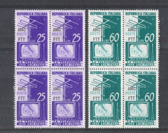 1954 - LOTTO/10377QCPN - TRIESTE A - LA TELEVISIONE IN ITALIA QUARTINE