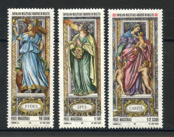 1974 - SOVRANO MILITARE DI MALTA - NATALE. AFFRESCHI  3v. NUOVI - LOTTO/32250