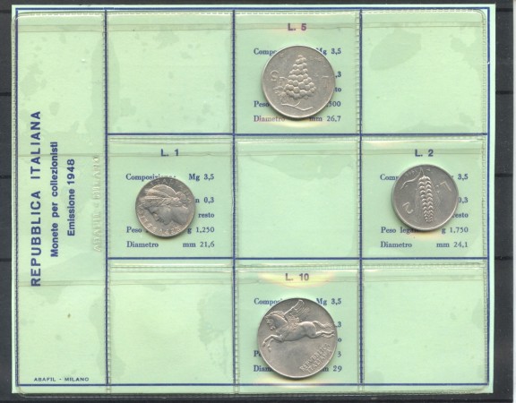 1948 - REPUBBLICA - SERIE COMPLETA DI 4 MONETE - LOTTO/M36184