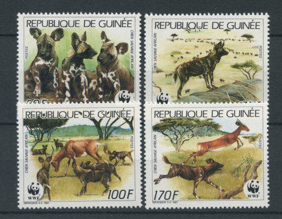 1987 - GUINEA - LOTTO/1987 - CANI SELVATICI 4v. - NUOVI