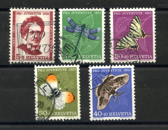 1951 - SVIZZERA - LOTTO/41705 - PRO JUVENTUTE 5v. - USATI
