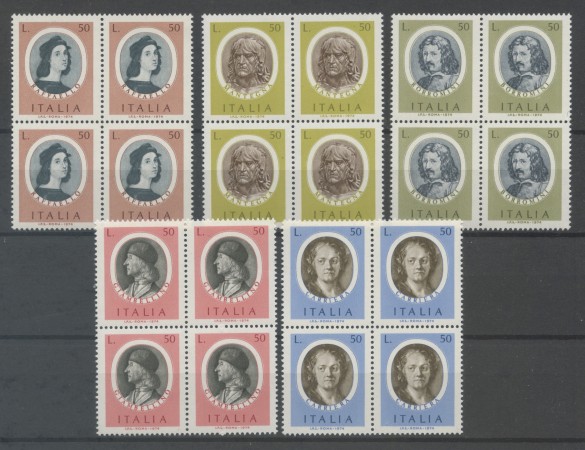 1974 - REPUBBLICA - ARTISTI ITALIANI 5v. -  QUARTINE NUOVI - LOTTO/6600Q