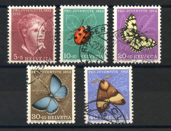 1952 - LOTTO/39414 - SVIZZERA - PRO JUVENTUTE 5v. - USATI
