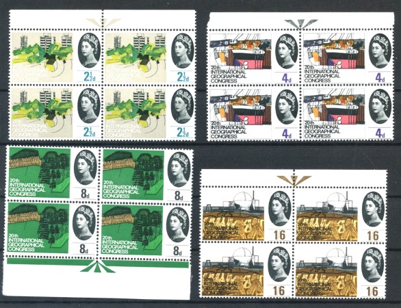 1964 - GRAN BRETAGNA - LOTTO/38792 - CONGRESSO GEOGRAFICO 4v. QUARTINE NUOVI