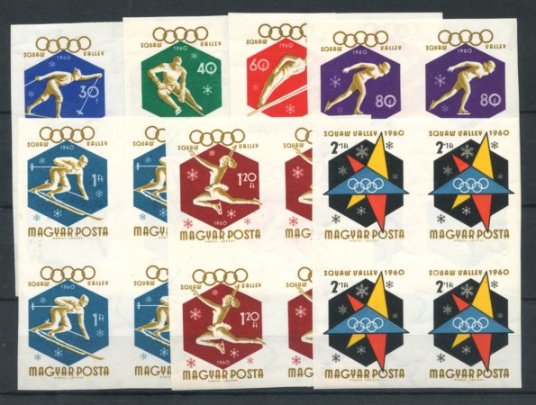1960 - UNGHERIA - LOTTO/20142Q - OLIMPIADI INVERNALI 7V. ND - QUARTINE