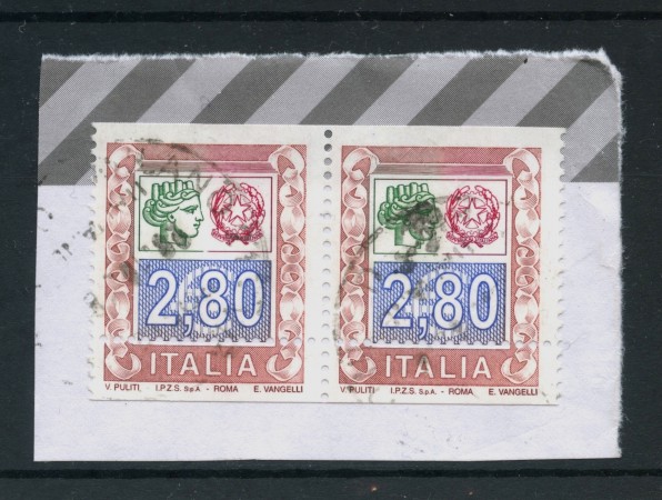 2004 - REPUBBLICA - 2,80 Euro SIRACUSANA E CIFRA - COPPIA USATI - VARIETA' - LOTTO/30153