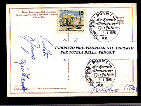 1966 - LOTTO/1652 - GERMANIA - 90° ANNIVERSARIO DI ADENAUER - CARTOLINA
