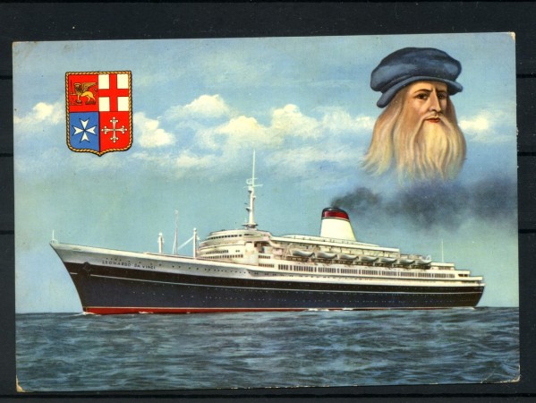 1960 - SAN MARINO - LOTTO/47641 -  NAVE LEONARDO DA VINCI CARTOLINA AFFRANCATA